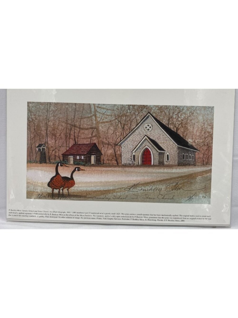 P. Buckley Moss Sunday School & Stone Church Signed Lithograph 2006 52/1000